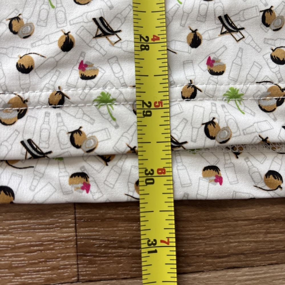 1764 Golf Polo Shirt AOP‎ Coconuts Beach Chairs Palm Stretch Resort Mens L White - Picture 10 of 10